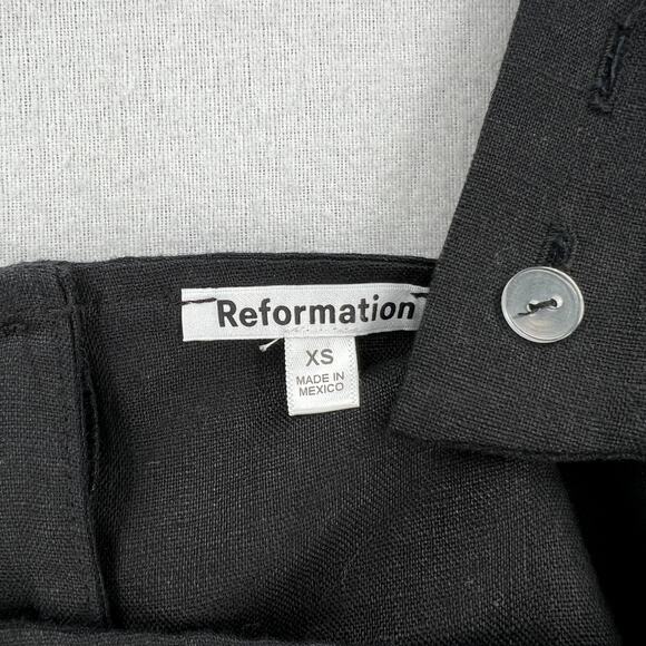 REFORMATION Lorin Linen Crop Top Womens XS Extra Small Black Tank Wide Strap NEW - Picture 12 of 16